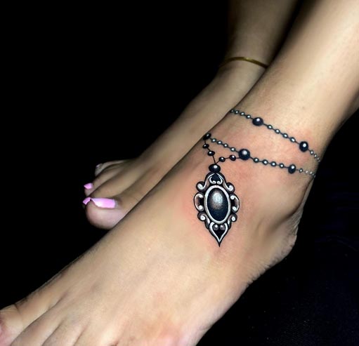 freehand ornamental tattoo design woman anklet