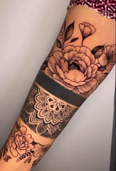 floral sleeve armband in middle easy tattoo woman half arm sleeve