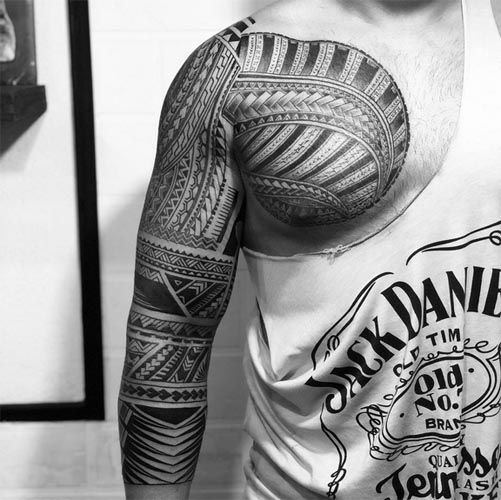 samoan polynesian tattoo man right full arm sleeve 1