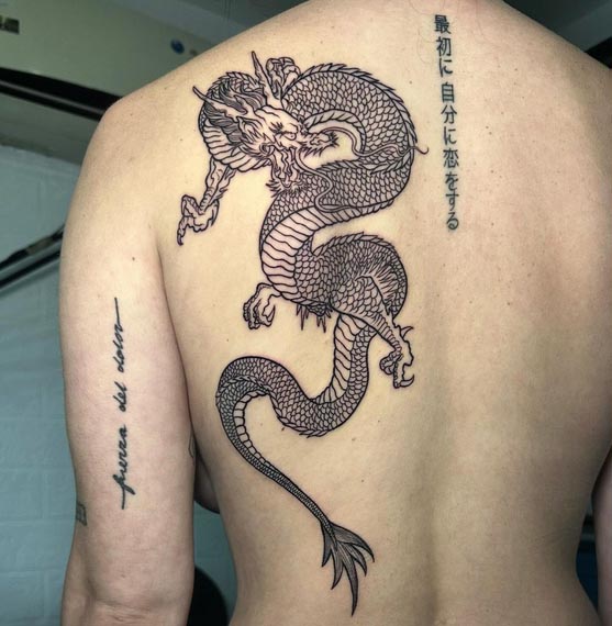 ryu dragon tattoo design man half back