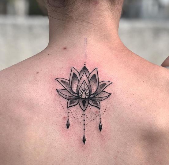 mandala lotus ornamental tattoo design female back