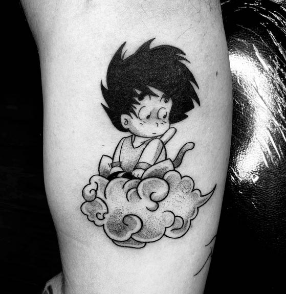 dragon ball z anime tattoo male black and white inner bicep