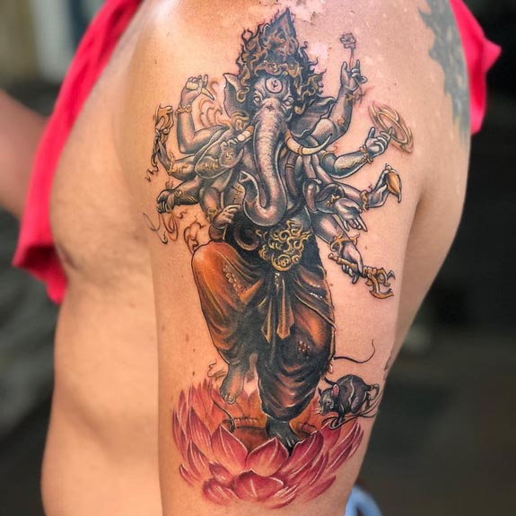 ganesha unique tattoo design idea male upper outer bicep