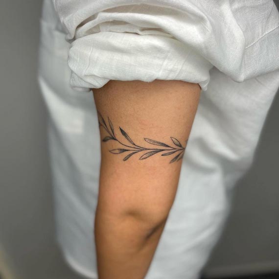 leaf bracelet leaves band tattoo female wrap around bicep