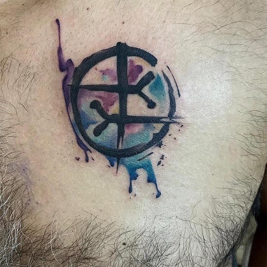 empathy symbol watercolor tattoo design man chest