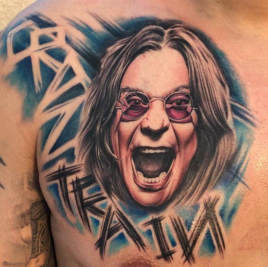 ozzy osbourne realistic portrait tattoo design color male half chest