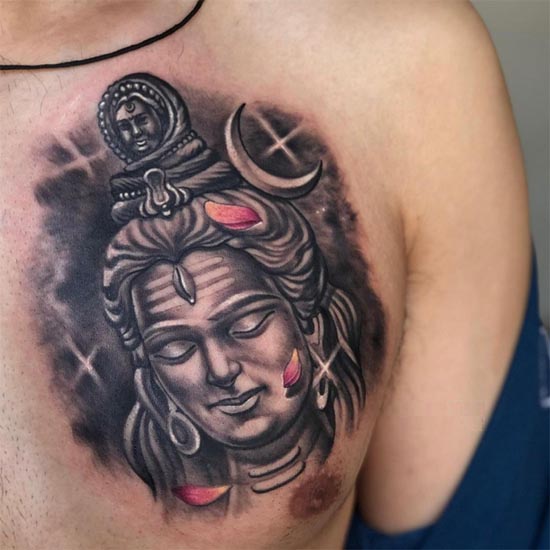 shiva mahadev tattoo design male half chest