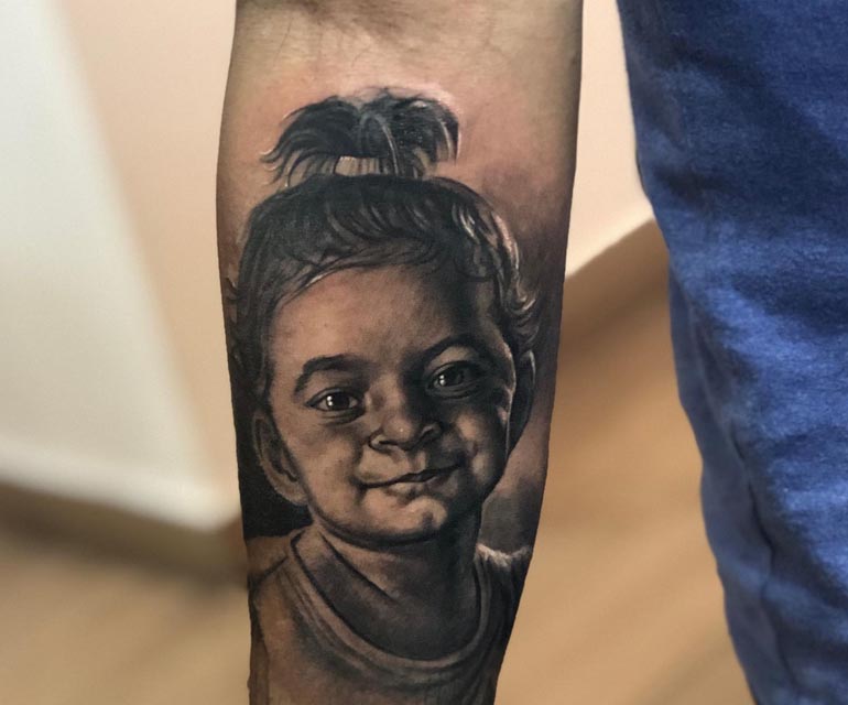 portrait daughter tattoo