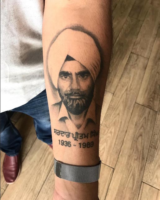 arm father portrait memorial tattoo