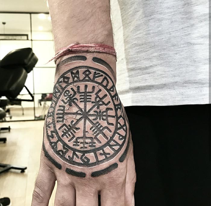 viking symbol tattoo design idea male hand