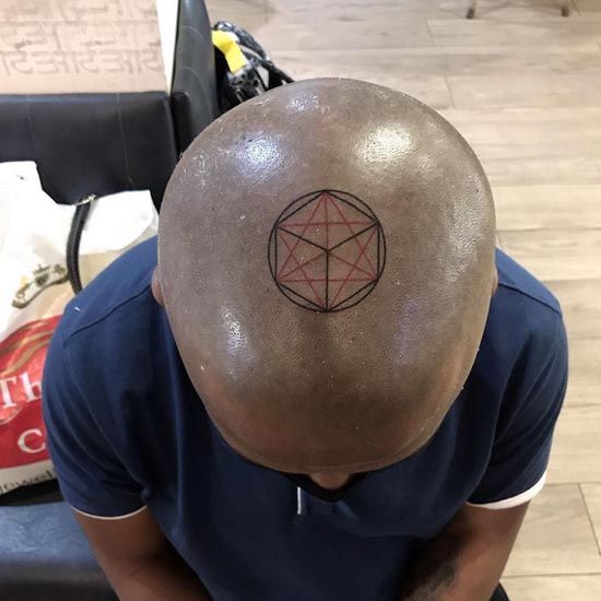 sacred symbol the universal one geometry tattoo male head