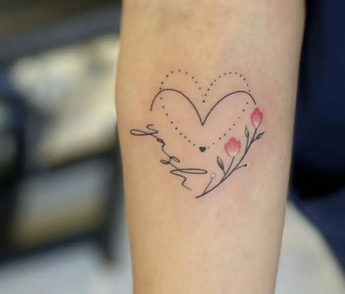 heart floral tattoo design