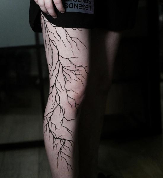 lightning cool easy tattoo girl quarter leg sleeve