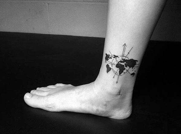 ankle tattoo compass rose