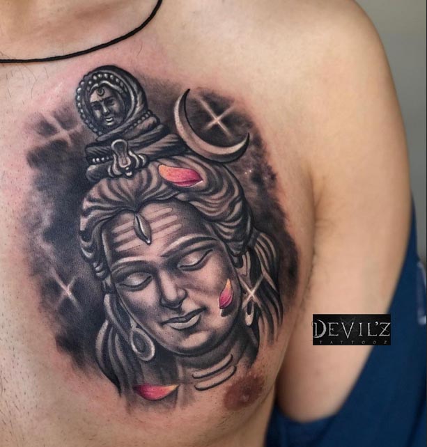 chest religious diety tattoo