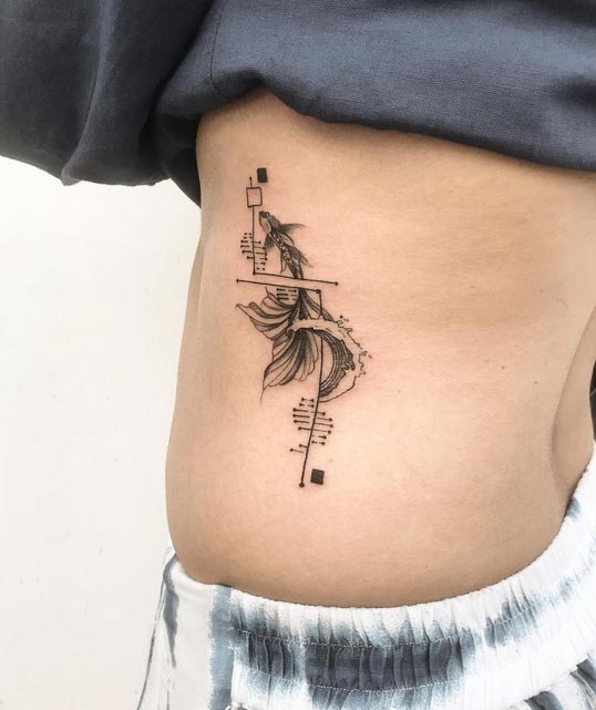 ribcage cute customized geomatric design tattoo