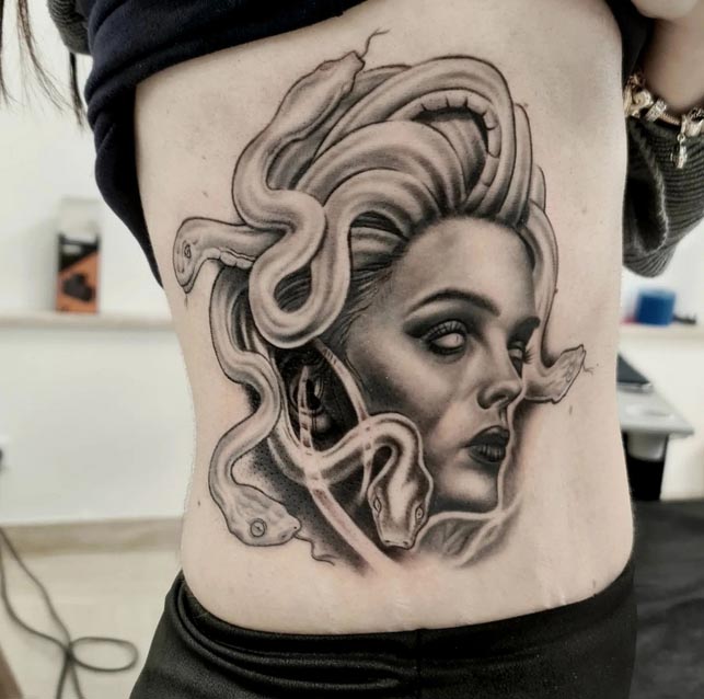 ribcage medusa tattoo design