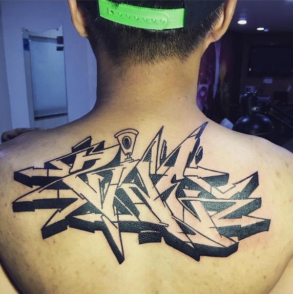 graffiti design tattoo blackwork guys nape