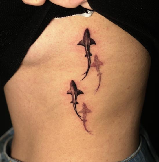 shark unique best tattoo female side upper ribs