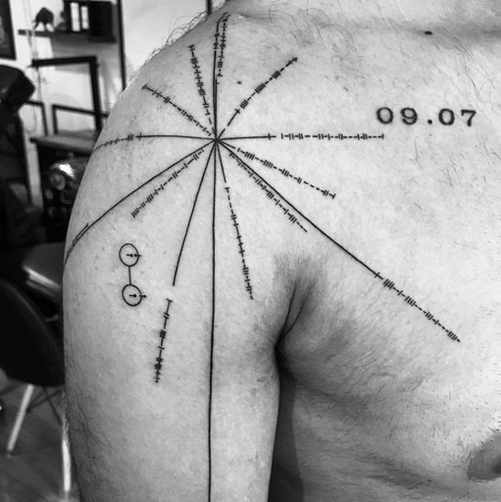 map by nasa unique tattoo design linework male shoulder