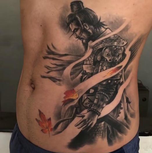 samurai warrior big tattoo design idea male side