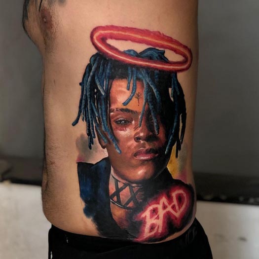 xxxtentacion color portrait tattoo design man side