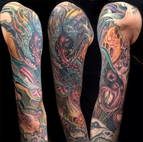 bio organic tattoo man full sleeve