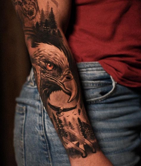 eagle tattoo design male hand full sleeve