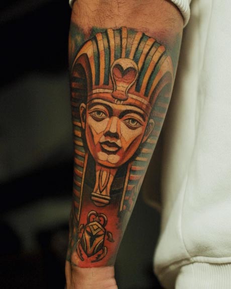 egyptian woman head tattoo idea male half sleeve