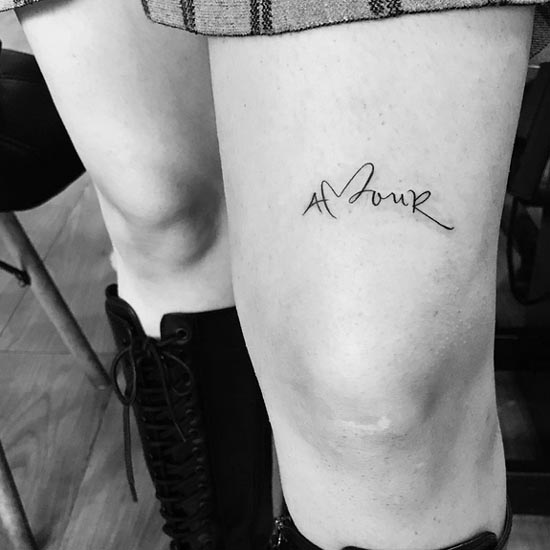 french word text for love amour lady lower thigh above knee