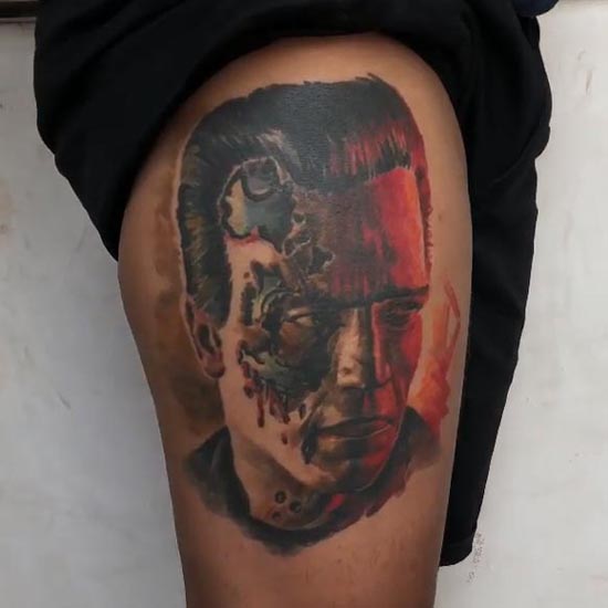 terminator movie arnold schwarzenegger tattoo man thigh