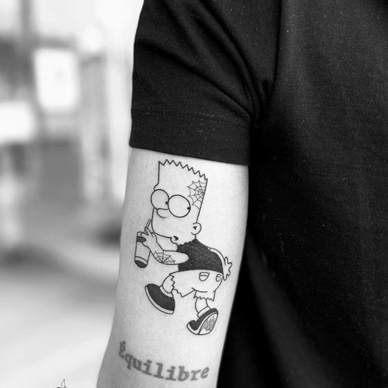 cartoon bart simpson tattoo design male tricep