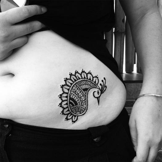 elegant mehndi tattoo designs for girls side lower waist