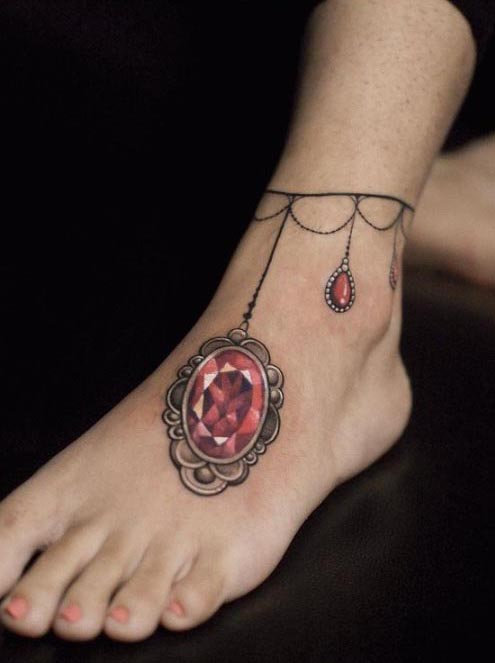 ankle ruby anklet tattoo