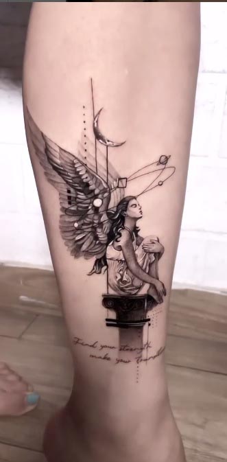 ankle tattoo angel