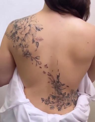 back full back floral tattoo design