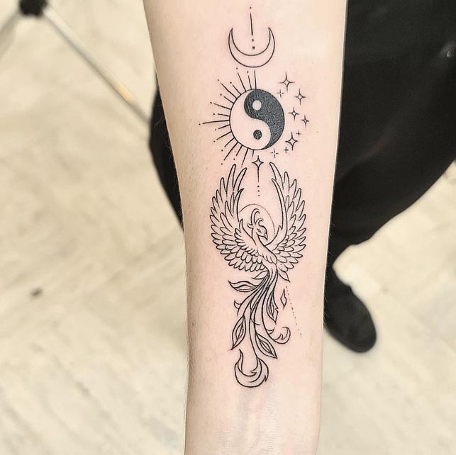 forearm phoenix tattoo