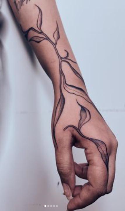 hand botanical tattoo