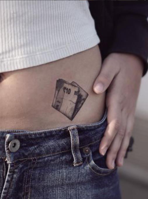 waist 10 rs note tattoo