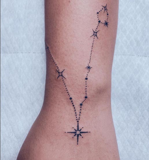 simple zodiac pisces constellation tattoo female outer wrist