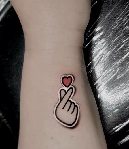 sticker minimalist tattoo hand heart female side wrist